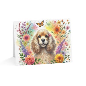 Cocker Spaniel Custom Flower Art Dog Design Set mit 10 Grußkarten-Ideal für Tierliebhaber, besondere Anlässe, Geburtstagswünsche, Dankeschön Geschenk