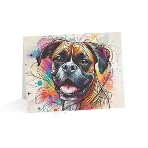Juego de 10 tarjetas de felicitación artísticas personalizadas de Boxer: elegantes y con estilo, perfectas para amantes de las mascotas, ocasiones especiales, deseos de cumpleaños y agradecimientos.