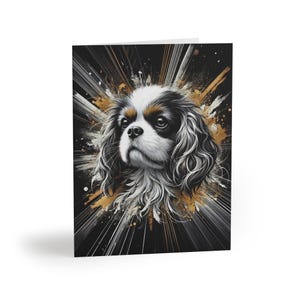 Cavalier King Charles Spaniel biglietto d'auguri artistico set da 8, messaggio personalizzabile per animali domestici, regalo per amanti dei cani, biglietti di ringraziamento, condoglianze, vacanze
