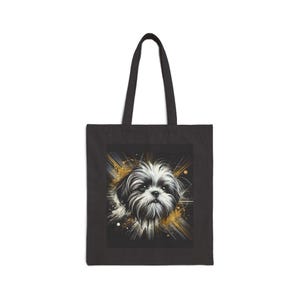 Shih Tzu Hund Baumwollleinwand 15 "x 16"Einkaufstasche mit 20" Griffen-Perfekt für den täglichen Gebrauch und alle Gelegenheiten-einzigartiges geschätztes Geschenk Wahl