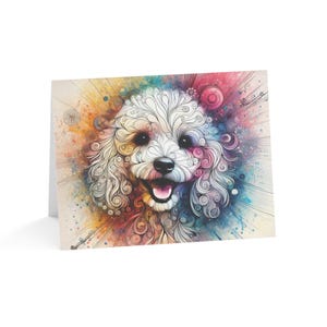 Juego de 10 tarjetas de felicitación artísticas personalizadas con diseño de caniche: elegantes y elegantes, perfectas para amantes de las mascotas, ocasiones especiales, deseos de cumpleaños y agradecimientos.