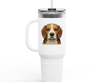 Beagle-Hund 40 Unzen isolierter Reisebecher für Tierliebhaber in acht Farben, einzigartiges Haustier-Trinkgefäßgeschenk, stilvolle Tasse, Hundeliebhabergeschenke