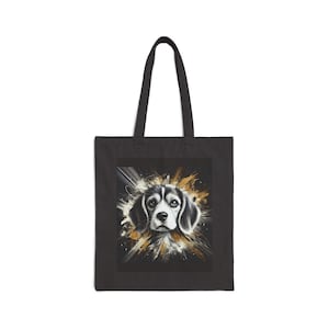 Beagle Hund Baumwollleinwand 15 "x 16"Einkaufstasche mit 20" Griffen - Perfekt für den täglichen Gebrauch und alle Gelegenheiten - Einzigartige geschätzte Geschenkoption