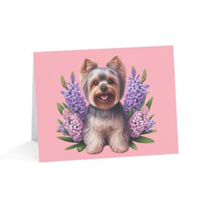 Juego de 10 tarjetas de felicitación con diseño de Yorkshire Terrier, ideal para amantes de las mascotas, ocasiones especiales, cumpleaños y agradecimientos.