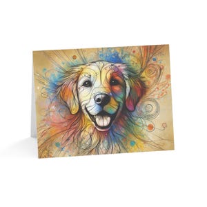 Juego de 10 tarjetas de felicitación artísticas personalizadas de Golden Retriever: elegantes, perfectas para amantes de las mascotas, ocasiones especiales, deseos de cumpleaños y agradecimientos.