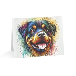 Juego de 10 tarjetas de felicitación artísticas personalizadas de Rottweiler: elegantes y con estilo, perfectas para amantes de las mascotas, ocasiones especiales, deseos de cumpleaños y agradecimientos.