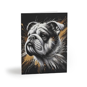 Bulldog Artistic Greeting Card Set of 8, Beautiful Customizable Pet Sentiment, Dog Lover Birthday Card, Thank You Notes, Sympathy, Holiday