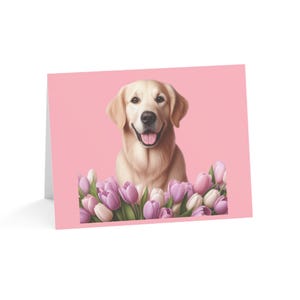Ensemble de 10 cartes de voeux pour chien Golden Retriever printanier personnalisé - uniques grands amoureux des animaux de compagnie, occasions spéciales, souhaits d'anniversaire, merci