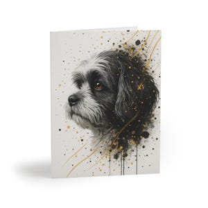 Shih Tzu élégant chien portrait lot de 8 cartes de voeux, belle carte de chien artistique unique pour les amoureux des animaux de compagnie, anniversaire, merci, toutes les occasions