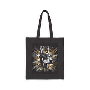 Dobermann Pinscher Hund Baumwolle Leinwand 15 "x 16"Einkaufstasche mit 20" Griffen - Perfekt für den täglichen Gebrauch und alle Gelegenheiten - Einzigartige geschätzte Geschenkoption