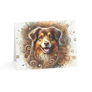 Juego de 10 tarjetas de felicitación artísticas personalizadas de pastor australiano: ideal para amantes de las mascotas, ocasiones especiales, deseos de cumpleaños y agradecimientos.