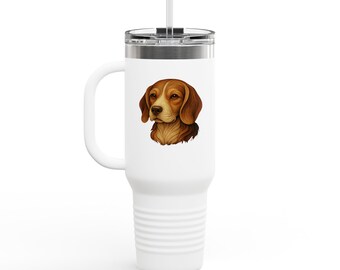 Beagle-Hund 40 Unzen isolierter Reisebecher für Tierliebhaber in acht Farben, einzigartiges Haustier-Trinkgefäßgeschenk, stilvolle Tasse, Hundeliebhabergeschenke
