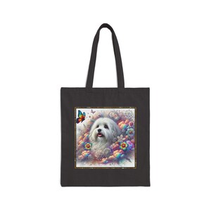 Havanese Dog Baumwollsegeltuch 15 "x 16"Einkaufstasche mit 20" Griffen - Perfekt für den täglichen Gebrauch und alle Gelegenheiten - Einzigartige geschätzte Geschenkoption