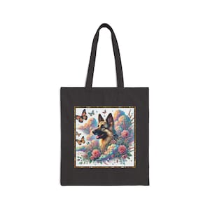 Deutscher Schäferhund Baumwollsegeltuch 15 "x 16"Einkaufstasche mit 20" Griffen-Perfekt für den täglichen Gebrauch und alle Gelegenheiten-einzigartiges geschätztes Geschenkoption