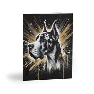 Great Dane Dog Artistic Greeting Card Set of 8, Customizable Pet Sentiment, Dog Lover Birthday, Beautiful, Thank You Note, Sympathy, Holiday