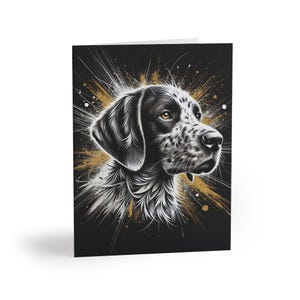 Set di 8 biglietti d'auguri artistici con cane da caccia tedesco a pelo corto, messaggio personalizzabile per animali domestici, regalo per amanti dei cani, biglietti di ringraziamento, condoglianze, vacanze
