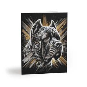 Conjunto de 8 cartões de felicitações artísticos para cães Cane Corso, sentimento de animal de estimação personalizável, presente de aniversário para amantes de cães, notas de agradecimento, simpatia, feriado