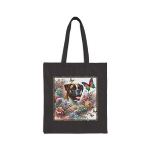 Boxer Hund Baumwollleinwand 15 "x 16"Einkaufstasche mit 20" Griffen - Perfekt für den täglichen Gebrauch und alle Gelegenheiten - Einzigartige geschätzte Geschenkoption