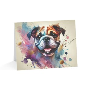Bulldog aangepaste splash art hond ontwerp set van 10 wenskaarten-leuk uniek geweldig voor dierenliefhebbers, speciale gelegenheden, verjaardagswensen, bedankt