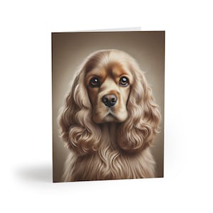 Ensemble de 8 portraits de chien élégant Cocker spaniel - Amoureux des animaux de compagnie, anniversaires, remerciements, vacances, options personnalisables