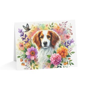 Bretagne Custom Flower Art Dog Design Set van 10 wenskaarten-leuk uniek, geweldig voor dierenliefhebber, speciale gelegenheden, verjaardagswensen, bedankt