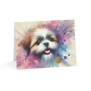Shih Tzu personnalisé Splash Art Dog Design lot de 10 cartes de voeux - amusantes et uniques, idéales pour les amoureux des animaux de compagnie, occasion spéciale, souhaits d'anniversaire, merci