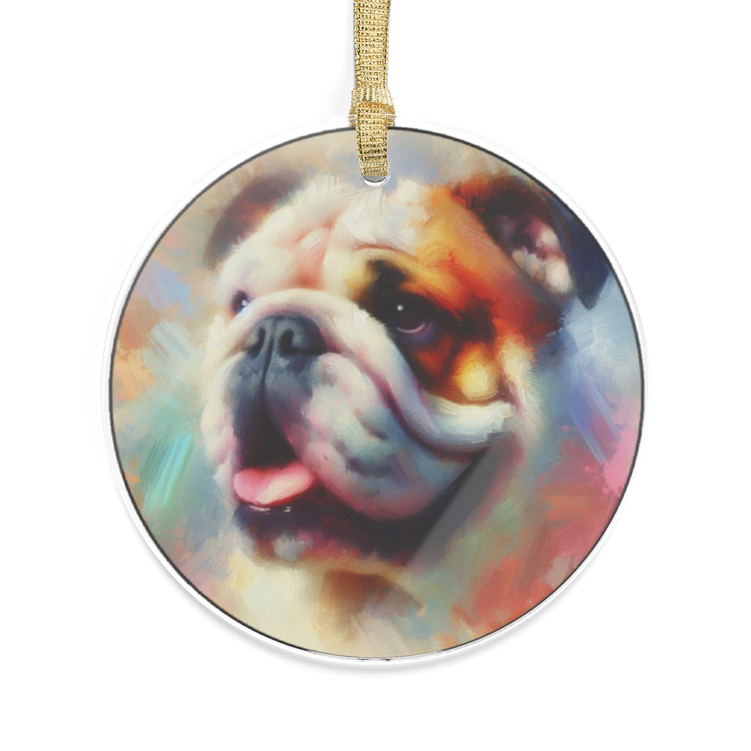 Bulldog Acrylic Art Ornament Impressionist Style Gentle Portrait