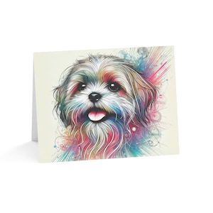 Ensemble de 10 cartes de voeux pour chien shih tzu artistique personnalisé - élégant, parfait pour les amoureux des animaux de compagnie, occasions spéciales, souhaits d'anniversaire, merci