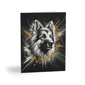 Set di 8 biglietti d'auguri artistici con cane da pastore tedesco, sentimento personalizzabile per animali domestici, regalo di compleanno per amanti dei cani, biglietti di ringraziamento, condoglianze, vacanze