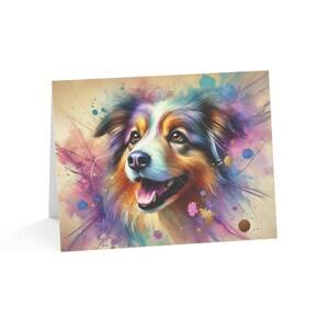 Juego de 10 tarjetas de felicitación con diseño de pastor australiano personalizado, ideal para amantes de las mascotas, ocasiones especiales, deseos de cumpleaños y agradecimientos.