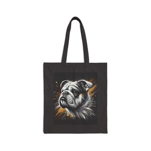 Bulldogge Baumwollsegeltuch 15 "x 16"Einkaufstasche mit 20" Griffen - Perfekt für den täglichen Gebrauch und alle Gelegenheiten - Einzigartige geschätzte Geschenkoption