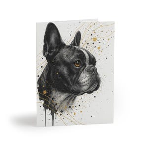 Französische Bulldogge Elegantes Hundeporträt Set mit 8 Grußkarten, schöne einzigartige künstlerische Hundekarte Haustierliebhaber, Geburtstag, Danke, alle Gelegenheit