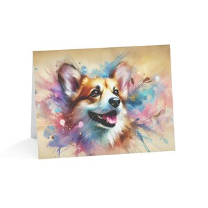 Corgi Custom Splash Art Dog Design Set van 10 wenskaarten - leuk, stijlvol, geweldig voor dierenliefhebbers, speciale gelegenheden, verjaardagswensen, bedankt