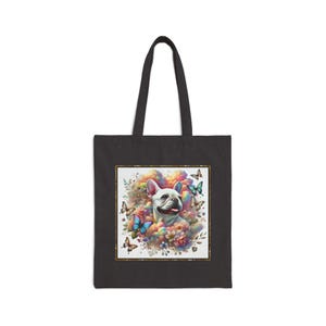 Französische Bulldogge Baumwollsegeltuch 15 "x 16"Einkaufstasche mit 20" Griffen-Perfekt für den täglichen Gebrauch alle Gelegenheiten-einzigartiges geschätztes Geschenkwahl