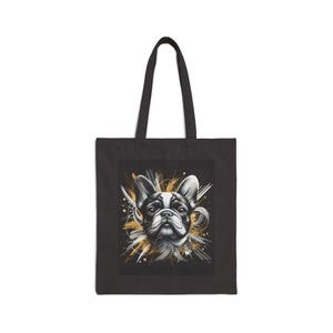 Französische Bulldogge Baumwollsegeltuch 15 "x 16"Einkaufstasche mit 20" Griffen-Perfekt für den täglichen Gebrauch-Alle Anlässe-Einzigartiges geschätztes Geschenk