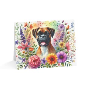 Boxer Custom Flower Art Dog Design Set van 10 wenskaarten - leuk uniek, geweldig voor dierenliefhebbers, speciale gelegenheden, verjaardagswensen, bedankt
