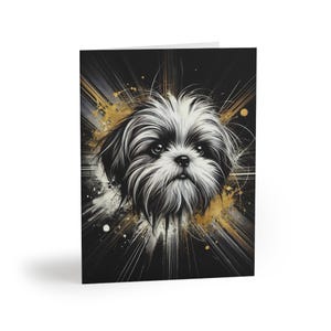 Lot de 8 cartes de voeux artistiques chien Shih Tzu, sentiment personnalisable pour animal de compagnie, anniversaire d'un amoureux des chiens, beau, notes de remerciement, sympathie, vacances