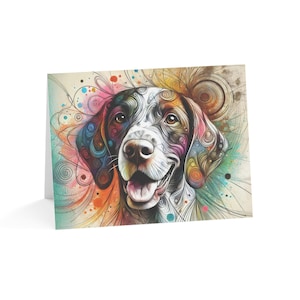 Juego de 10 tarjetas de felicitación artísticas personalizadas de Braco Alemán (Braco Alemán): ideal para amantes de las mascotas, ocasiones especiales, cumpleaños y agradecimientos.