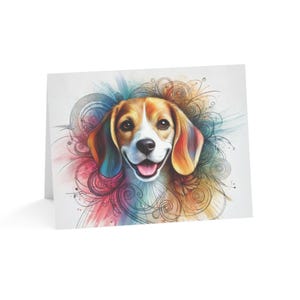 Juego de 10 tarjetas de felicitación artísticas personalizadas de Beagle: elegantes y con estilo, perfectas para amantes de las mascotas, ocasiones especiales, deseos de cumpleaños y agradecimientos.