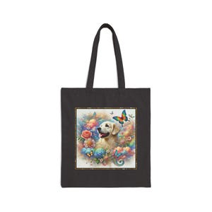 Golden Retriever Hund Baumwollsegeltuch 15 "x 16"Einkaufstasche mit 20" Griffen-Perfekt für den täglichen Gebrauch Alle Anlässe-Einzigartiges geschätztes Geschenkoption