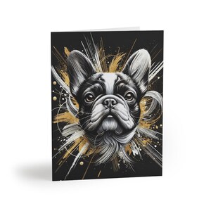 French Bulldog Artistic Greeting Card Set of 8, Customizable Pet Sentiment, Beautiful Dog Lover Birthday, Thank You Notes, Sympathy, Holiday