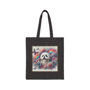 Shih Tzu Hund Baumwollleinwand 15 "x 16"Einkaufstasche mit 20" Griffen-Perfekt für den täglichen Gebrauch und alle Gelegenheiten-einzigartiges geschätztes Geschenk Wahl