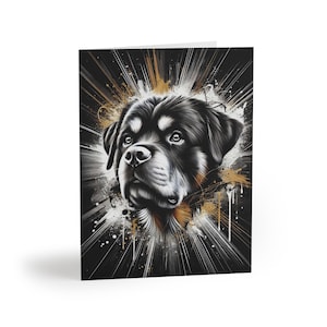 Lot de 8 cartes de voeux artistiques pour chien rottweiler, sentiment personnalisable pour animal de compagnie, anniversaire d'un amoureux des chiens, beau, mot de remerciement, sympathie, vacances
