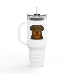Rottweiler Dog 40oz Insulated Travel Tumbler for Pet Enthusiast - eight color choice, Unique Pet Drinkware Gift, Stylish Cup, Dog Lover Gift
