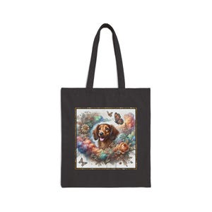 Daschund Dog Baumwollsegeltuch 15 "x 16"Einkaufstasche mit 20" Griffen - Perfekt für den täglichen Gebrauch und alle Gelegenheiten - Einzigartige geschätzte Geschenkoption