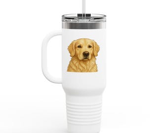 Golden Retriever 40 Unzen isolierter Reisebecher für Tierliebhaber in acht Farben, einzigartiges Haustier-Trinkgeschirr, stilvolle Tasse, Geschenk für Hundeliebhaber