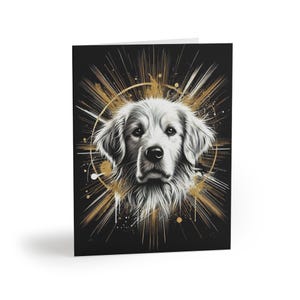 Set di 8 biglietti d'auguri artistici Golden Retriever, sentimento personalizzabile per animali domestici, regalo di compleanno per amanti dei cani, biglietti di ringraziamento, condoglianze, vacanze