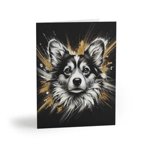 Lot de 8 cartes de voeux artistiques pour chien corgi, beau sentiment personnalisable pour animal de compagnie, carte d'anniversaire pour amoureux des chiens, notes de remerciement, sympathie, vacances
