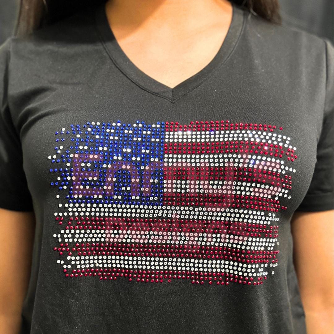 American Flag USA Rhinestone Shirt, USA Rhinestone Flag Shirt ...
