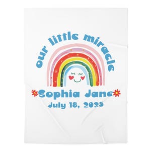 Rainbow Baby Swaddle Blanket - Customizable Throw, Newborn Gift, Nursery Decor, Gender Neutral, Baby Shower Present
